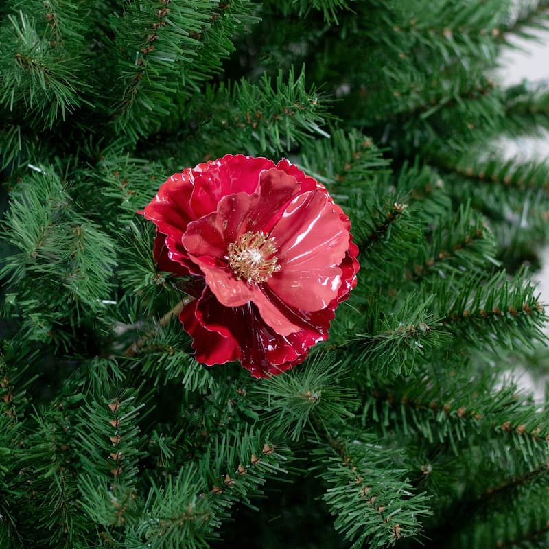 18" Coral Pink Poppy Artificial Christmas Stem - 18