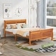 preview thumbnail 36 of 60, Harper & Bright Designs Wood Twin Sleigh Bed with Headboard and Footboard Oak - Full