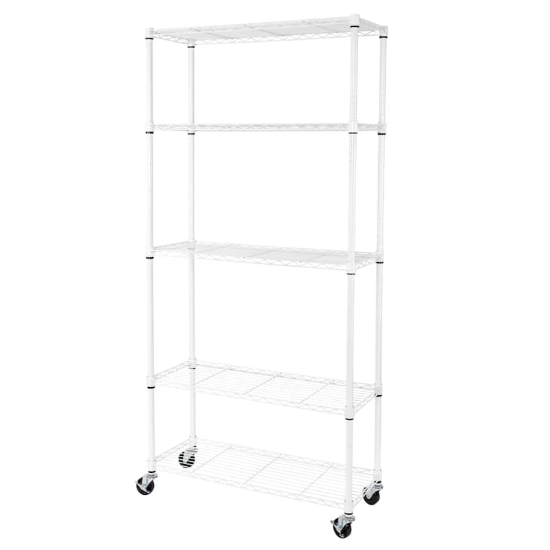 Seville Classics UltraDurable® 5-Tier NSF Steel Wire Shelving, 36" W x 14" D, White - 36" W x 14" D