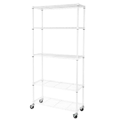 Seville Classics UltraDurable® 5-Tier NSF Steel Wire Shelving, 36" W x 14" D, White - 36" W x 14" D