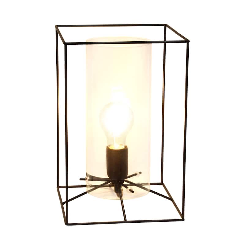 Lalia Home Framed Table Lamp with Clear Cylinder Glass Shade