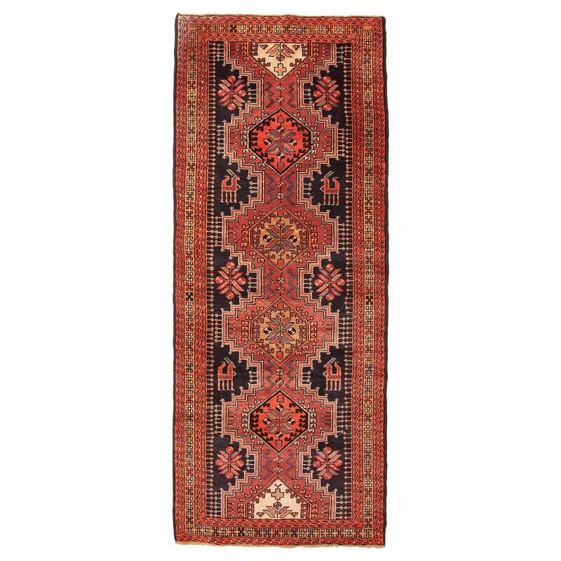 ECARPETGALLERY Hand-knotted Konya Anatolian Black Wool Rug - 3'11 x 10'1 - Black - 3'11 x 10'1