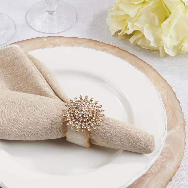 Beaded Elegance Resin Napkin Ring (Set of 4) - Gold