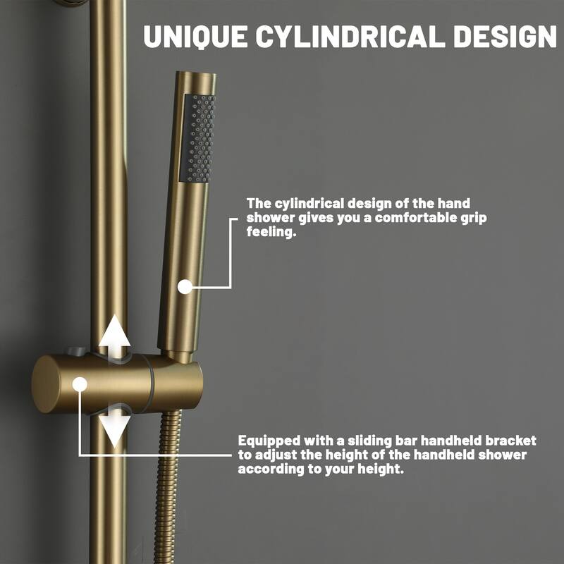 8-In Ceiling Mounted Shower System with Sliding Bar and 4 Body Sprays