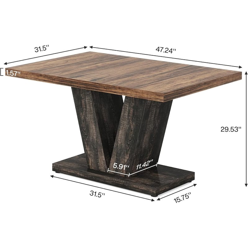 47” Farmhouse Small Rectangle Dining Table for Kitchen Dining Room