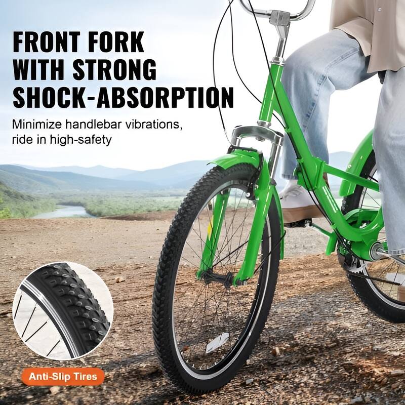 24-Inch Folding Adult Tricycle, 7-Speed Carbon Steel 3-Wheel Bike with Basket - 70.9 x 29.9 x 45.9 in