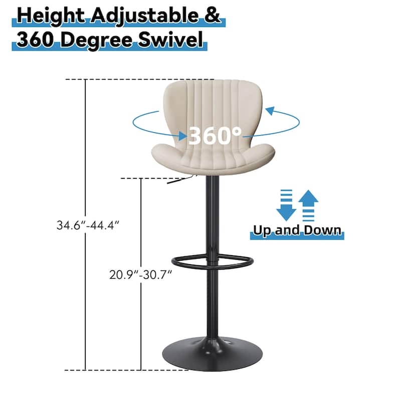 Futzca Swivel Bar Stools Set, 360 Degree Rotating Bar Stool with Adjustable Height, Set of 2