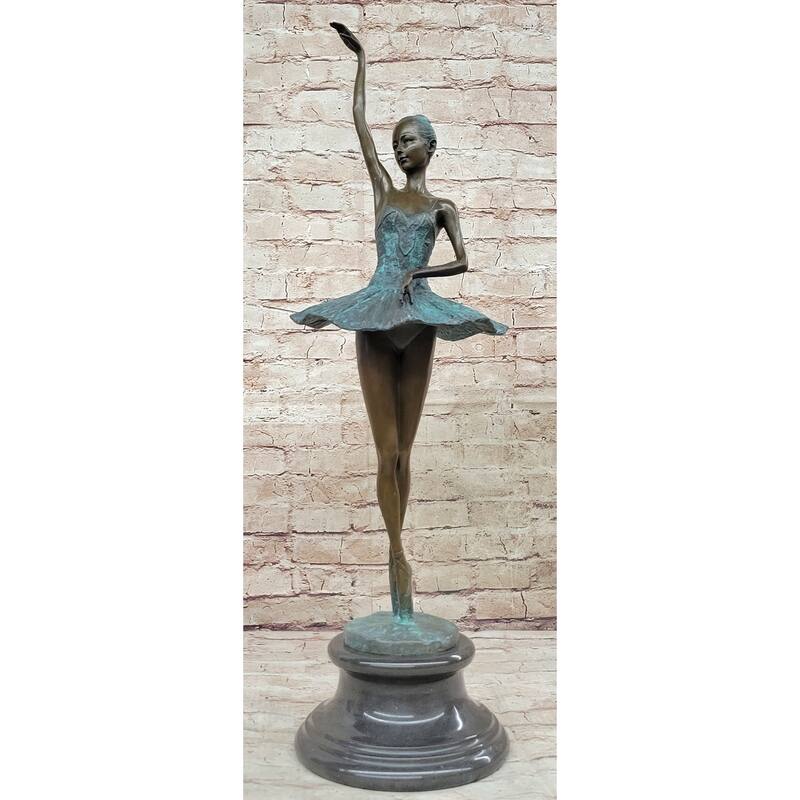 Hot Cast Bronze 4Th Position Ballerina Ballet Dancer Figure Statue Sculpture On Marble Base