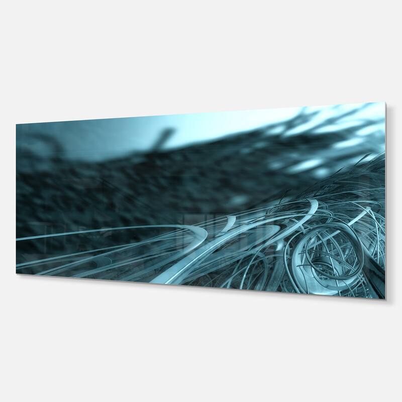 Fractal 3D Bottom Stripes - Abstract Art Glossy Metal Wall Art