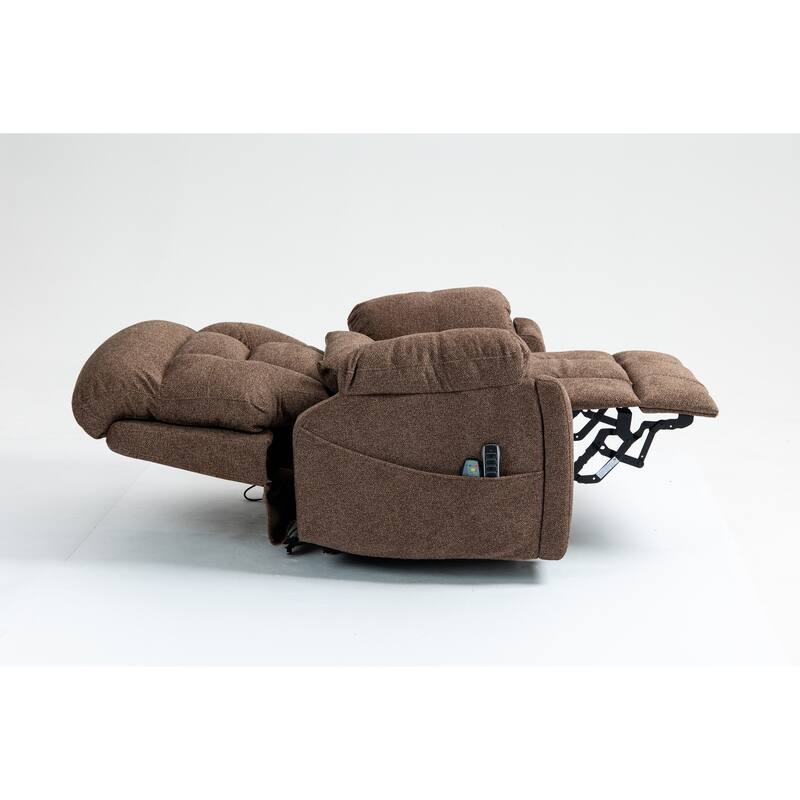 Power Lift Recliner Chair with Heat & Massage, Ergonomic Single Sofa Chair, Electric Recliner Chair with 2 Cup Holders