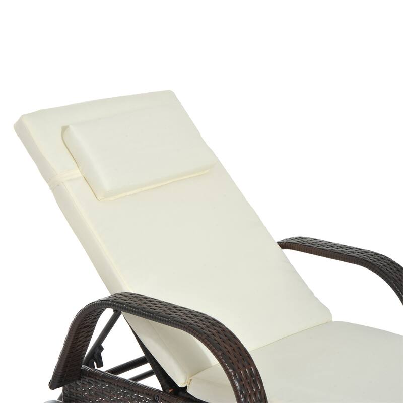 Outsunny Patio Wicker Cushioned Single Lounge Chair