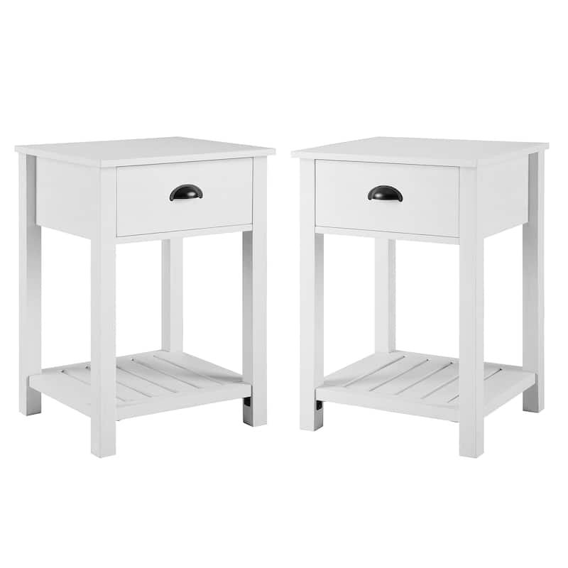 Walker Edison 18-inch 1-drawer Farmhouse Side Table (Set of 2)