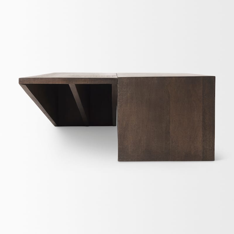 West Medium Brown Solid Wood Angular Coffee Table - 58.5"L x 19"W x 19"H