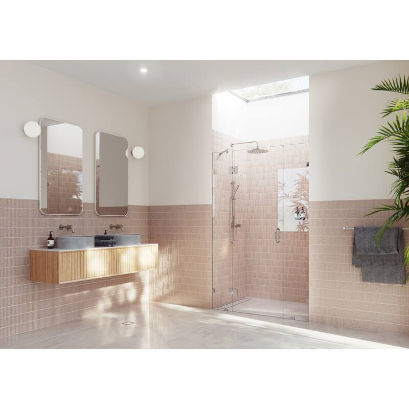 Glass Warehouse 47.5 in. W x 78 in. H Glass Hinged Pivot Frameless 3 Panel Inline Shower Door in