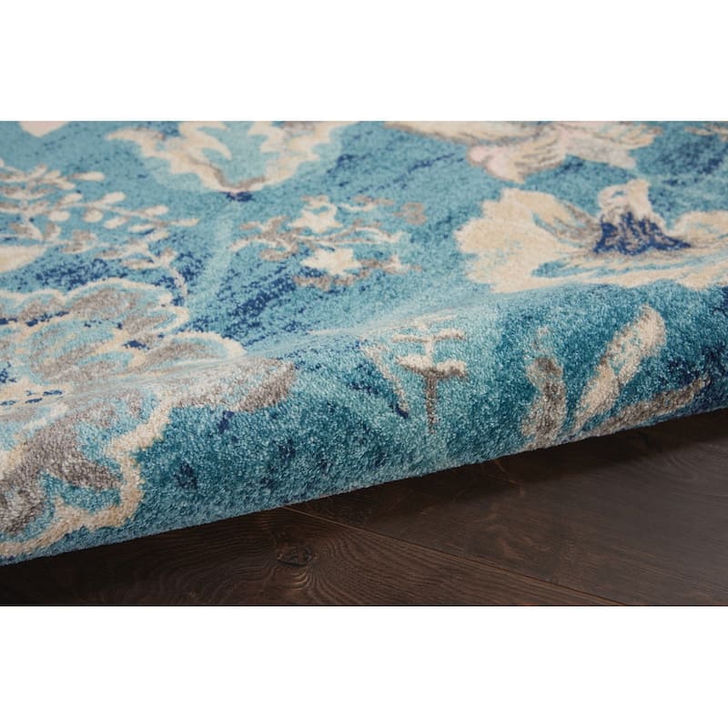 Bufo Power Loomed Distressed Floral Traditional Stain Resistant Area Rug By HomeRoots