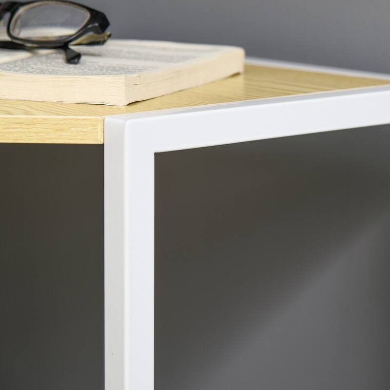 HOMCOM Space-Saving Small Corner Writing Desk & Corner TV Stand, Corner Computer Desk with Strong Metal Frame