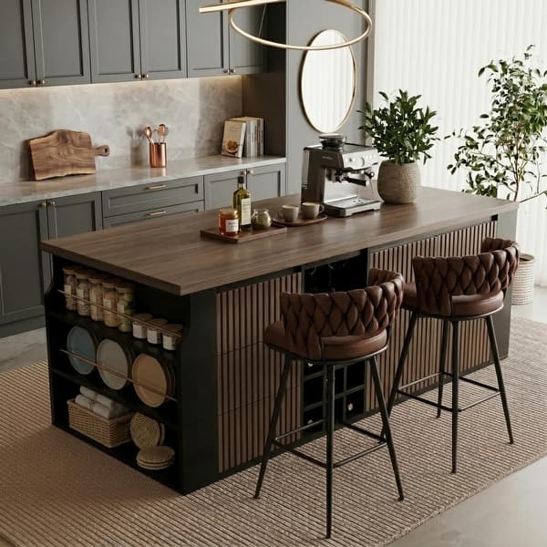Kitchen Island with Storage, 70.8" Countertop, Drawers, Cabinets, Wine Rack, Double-Sided Breakfast Bar for Kitchen, Apartment