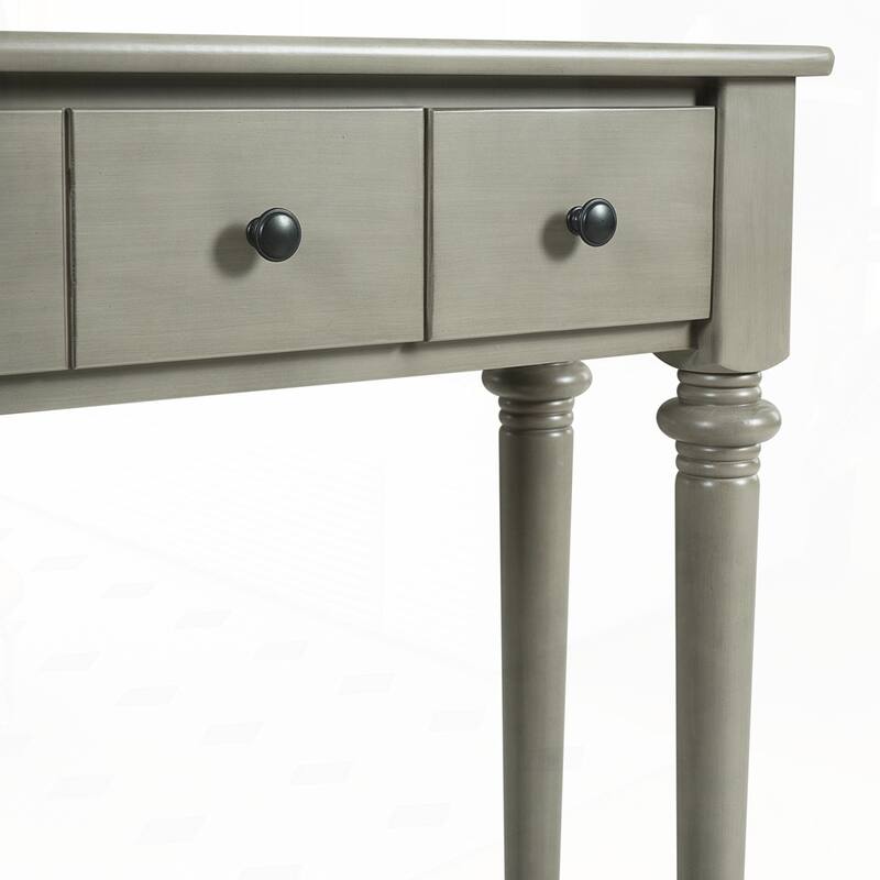 Retro Console Table with Open Shelf and 4 Drawers for Entryways