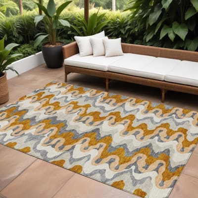 HomeRoots Abstract Transitional Rectangle Outdoor Rug