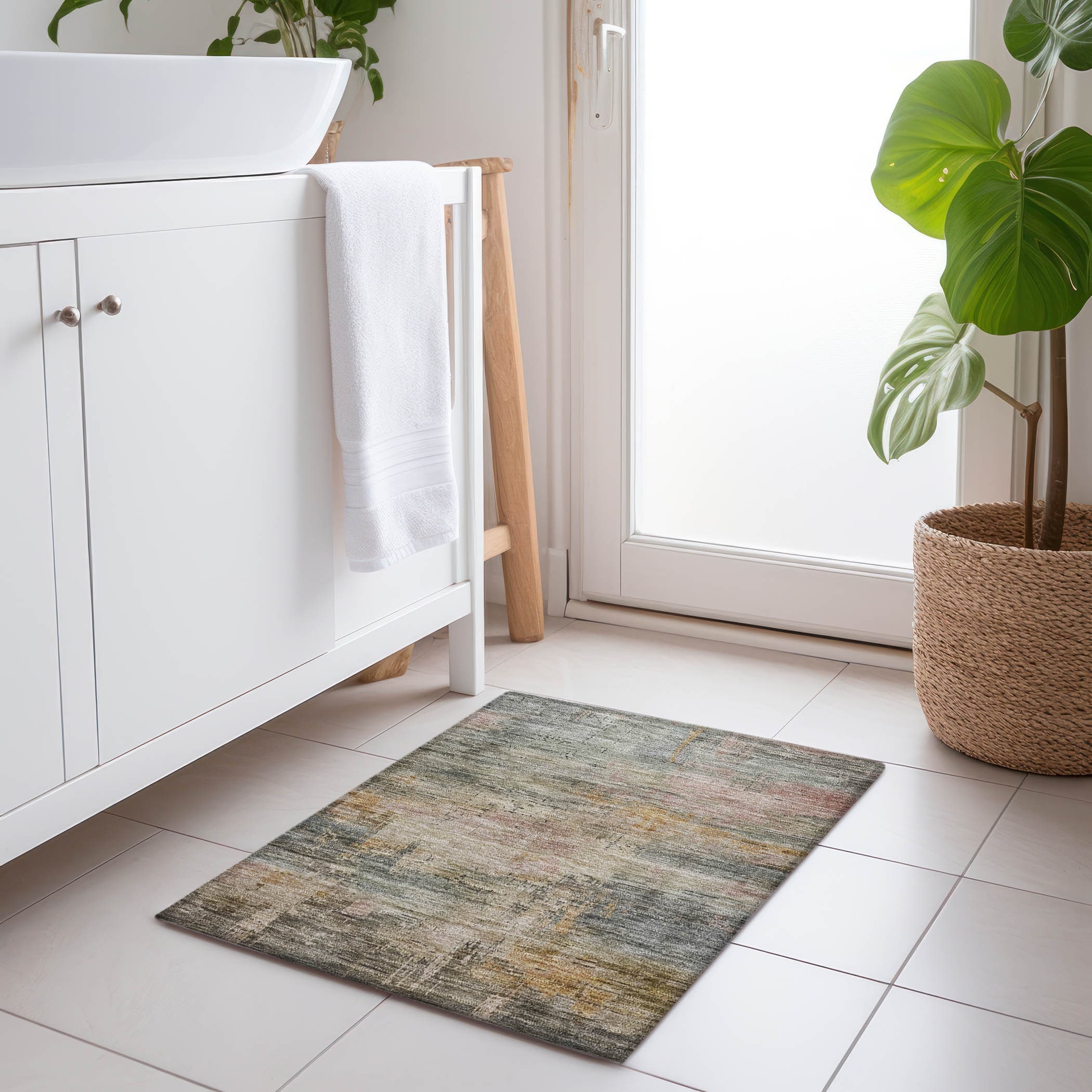 Machine Washable Indoor/ Outdoor Contemporary Chantille Rug
