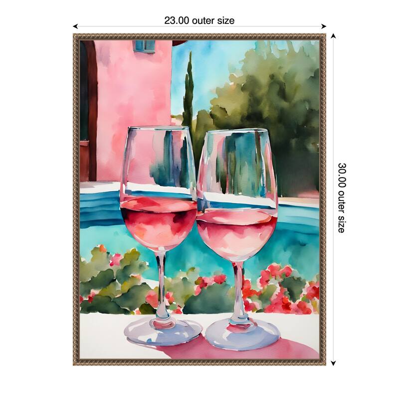 RosAc am Pool by Ohkimiko (23 x 30 in.), Framed Canvas Wall Art Print