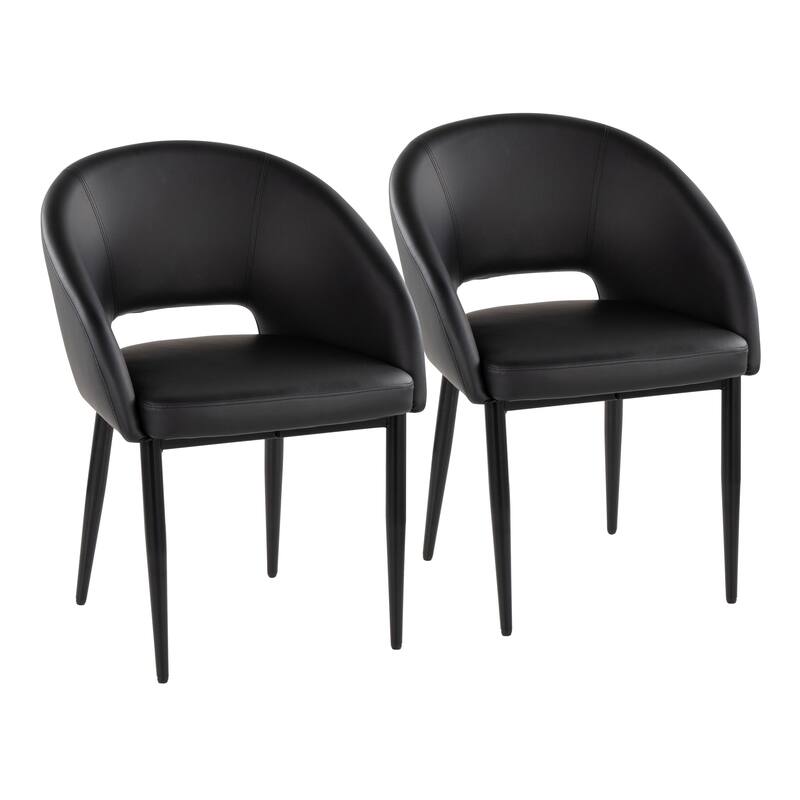 Renee Upholstered Chair - Set Of 2 - Black Faux Leather/Black Finish