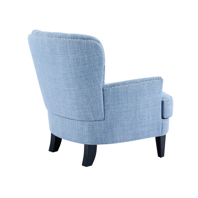Polyester Vintage Lounge Chair with Nailhead Trim, Curved Backrest and 220lb Weight Capacity