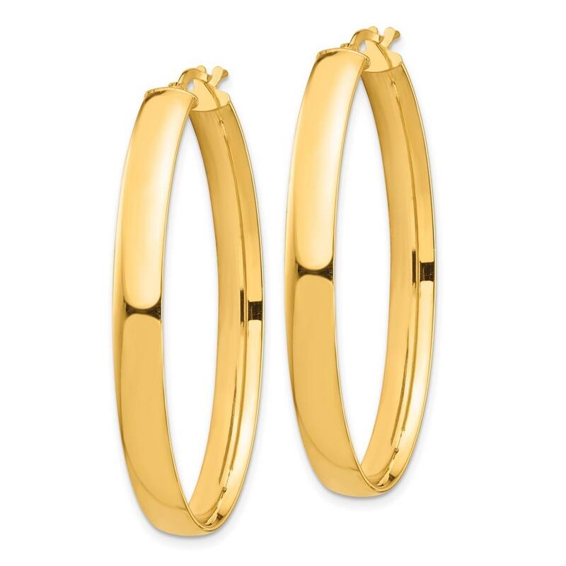 Curata 14k Yellow Gold High Polished Oval Hoop Earrings - 44.33x27.41mm