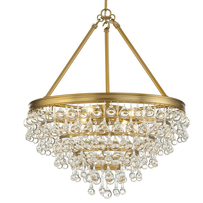 Calypso 6 Light Crystal Teardrop Vibrant Gold Chandelier - 20'' W x 24'' H - 20'' W x 24'' H
