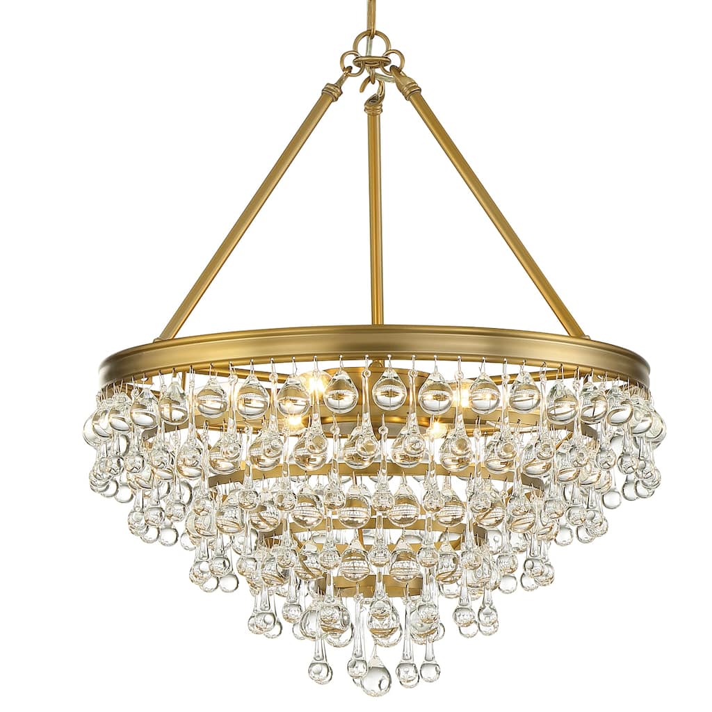 Calypso 6 Light Crystal Teardrop Vibrant Gold Chandelier - 20'' W x 24'' H