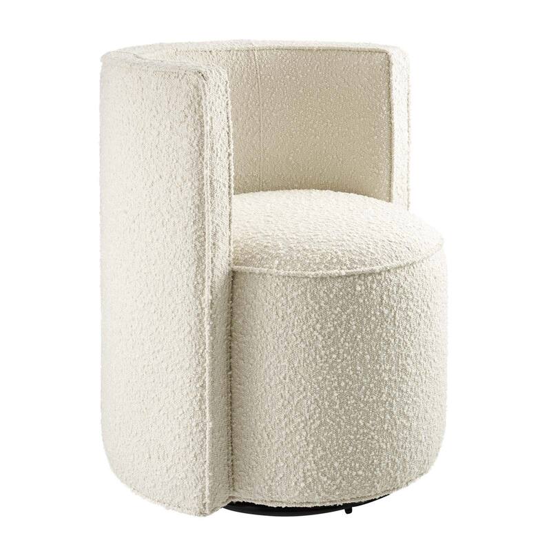 Della Boucle Fabric Swivel Chair - Ivory
