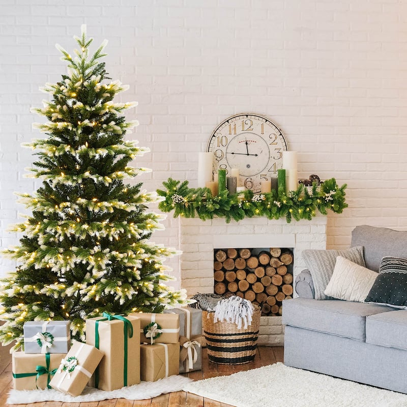 Gymax 6 FT Per-Lit Artificial Christmas Tree Hinged Xmas Tree w/ Quick