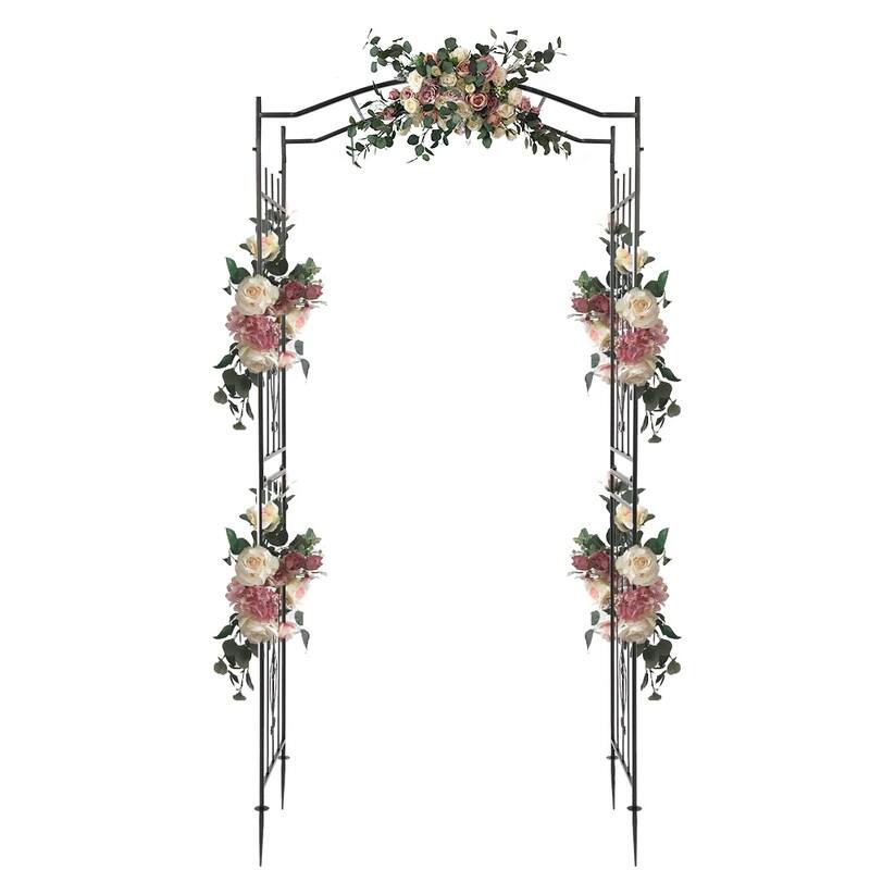 90"Bridge Roof Wrought Iron Arches Plant Climbing Frame - Black
