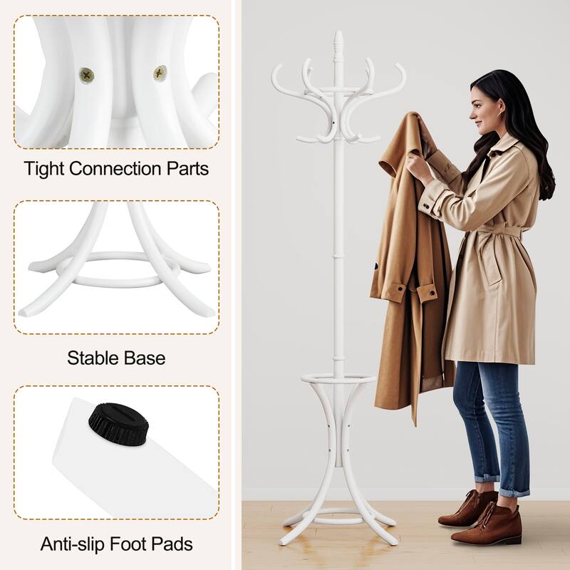 Gymax 73'' Freestanding Coat Hanger Stand Coat Rack w/ Umbrella Holder