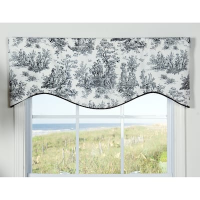 Plymouth toile pastoral black and white shaped valance
