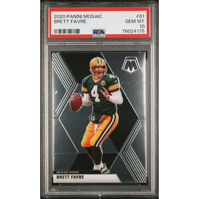Brett Favre 2020 Panini Mosaic Football Card #81 Graded PSA 10 - 8'6" x 11'6"