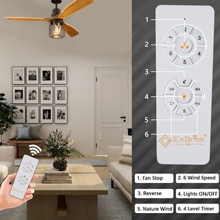 52 in. LED Indoor Black Ceiling Fan with Remote Control