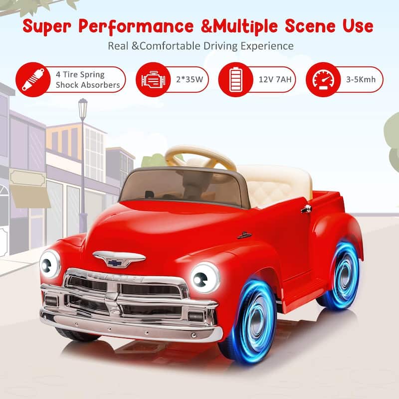 12V Kids Ride On Car, Licensed Chevrolet 3100 Pickup Battery Powered Electric Vehicle