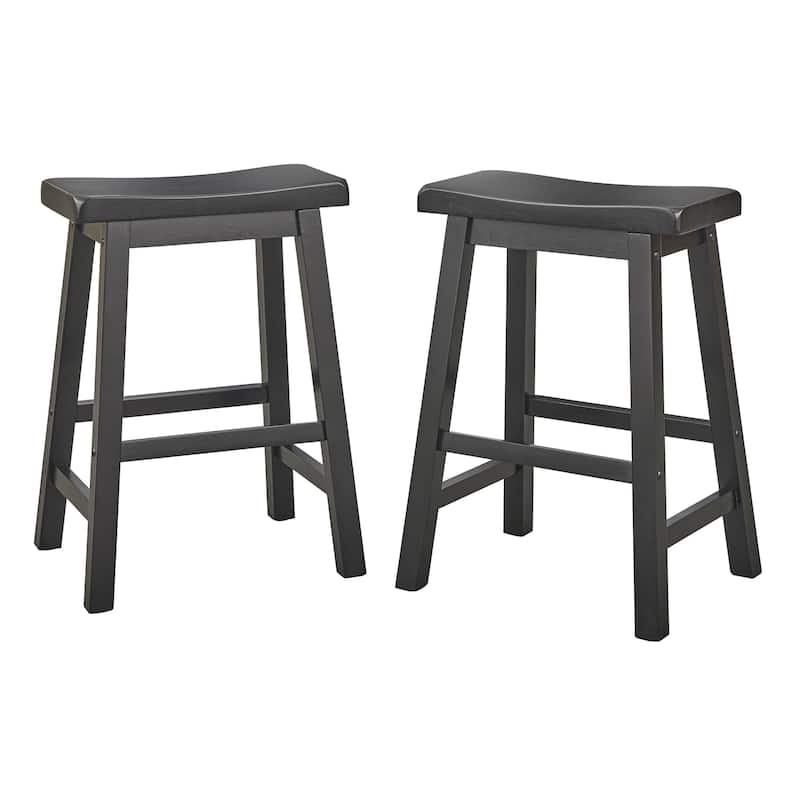 Simple Living Belfast Solid Wood 29-inch Bar Height Saddle Stool (Set of 2)