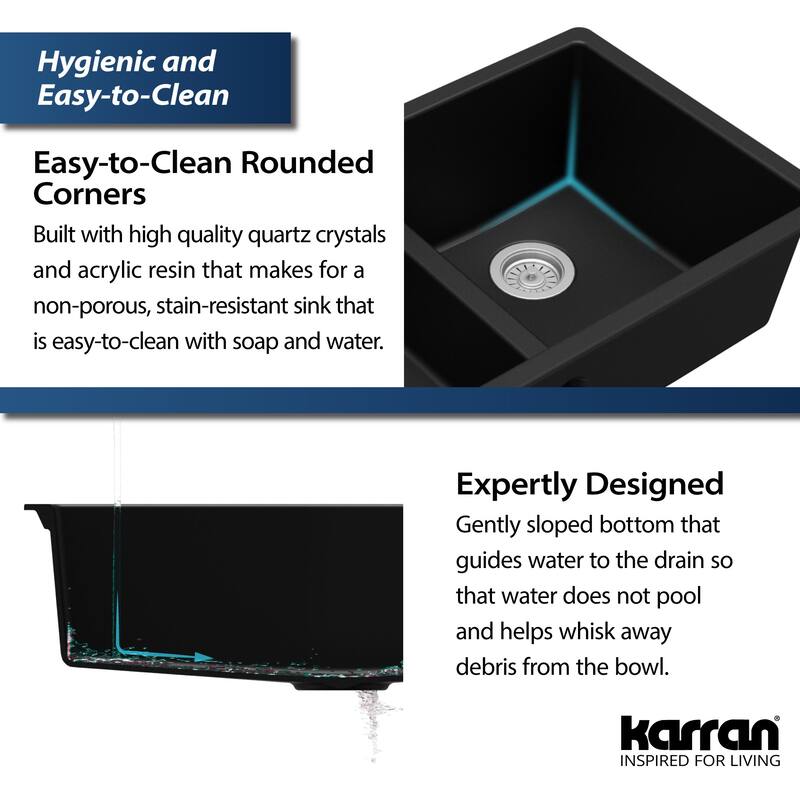 Karran USA QU-810 32" Undermount Double Equal Bowl Quartz/Granite
