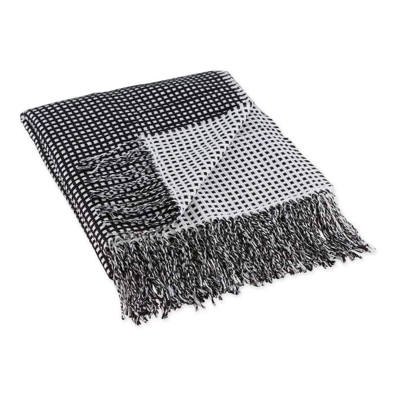 DII Black & White Waffle Knit Throw - Black