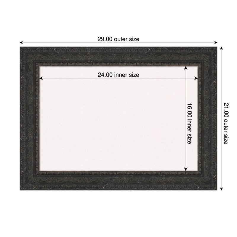 Attic Aged Black Wood Framed Cork Board - Bulletin Board, Organization Board, Pin Board - White - 29 x 21 in