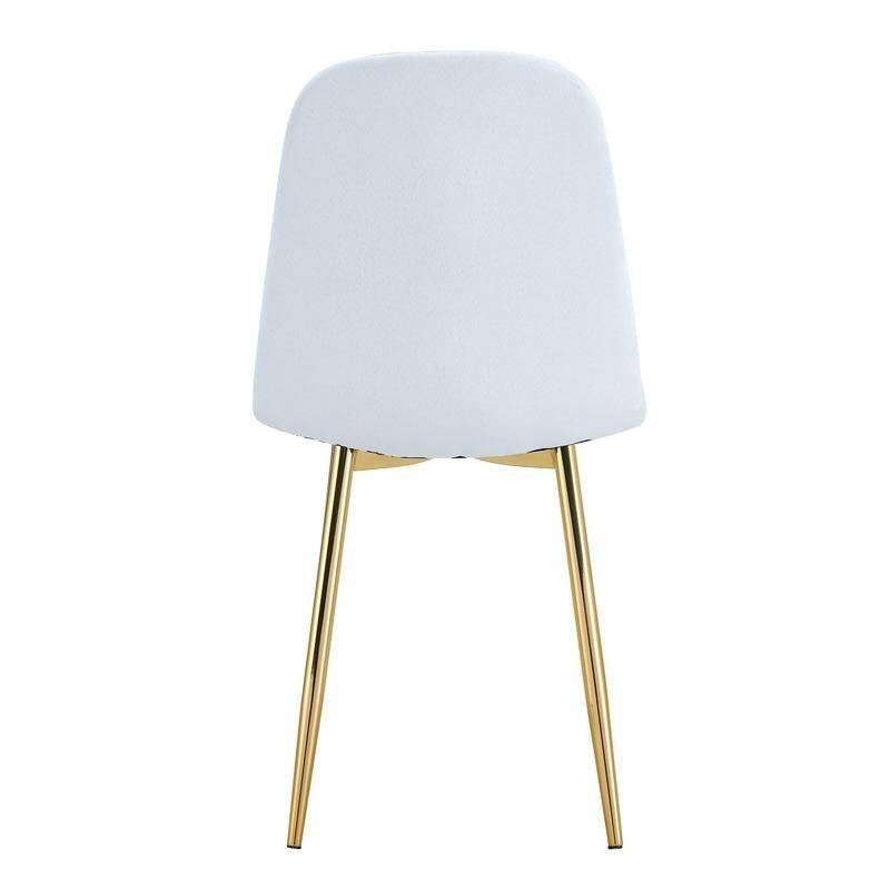 Set of 4 Modern Dining Chairs - Breathable Linen-Cotton Upholstery & Sturdy Integrated Metal Legs