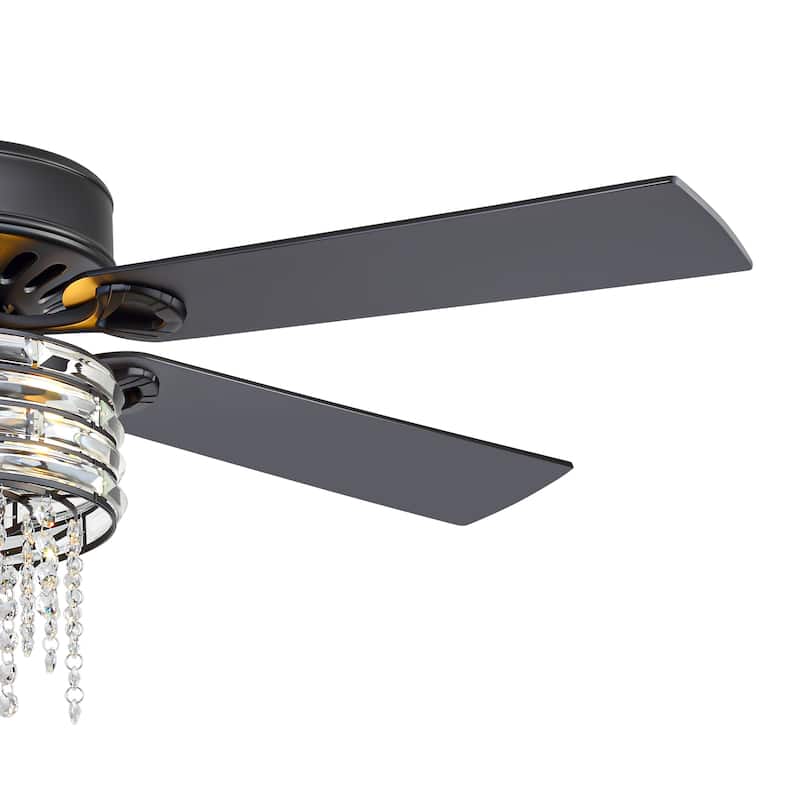 52-inch Reversible 5-Blade Crystal Caged Ceiling Fan with Remote and Light Kit