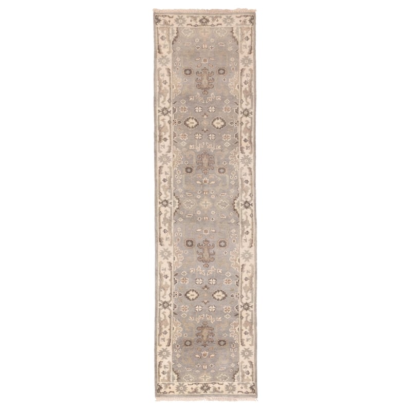 ECARPETGALLERY Hand-knotted Royal Oushak Grey Wool Rug - 2'6 x 9'9