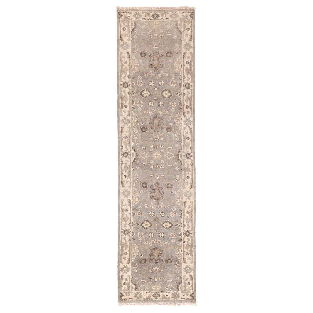 ECARPETGALLERY Hand-knotted Royal Oushak Grey Wool Rug - 2'6 x 9'9