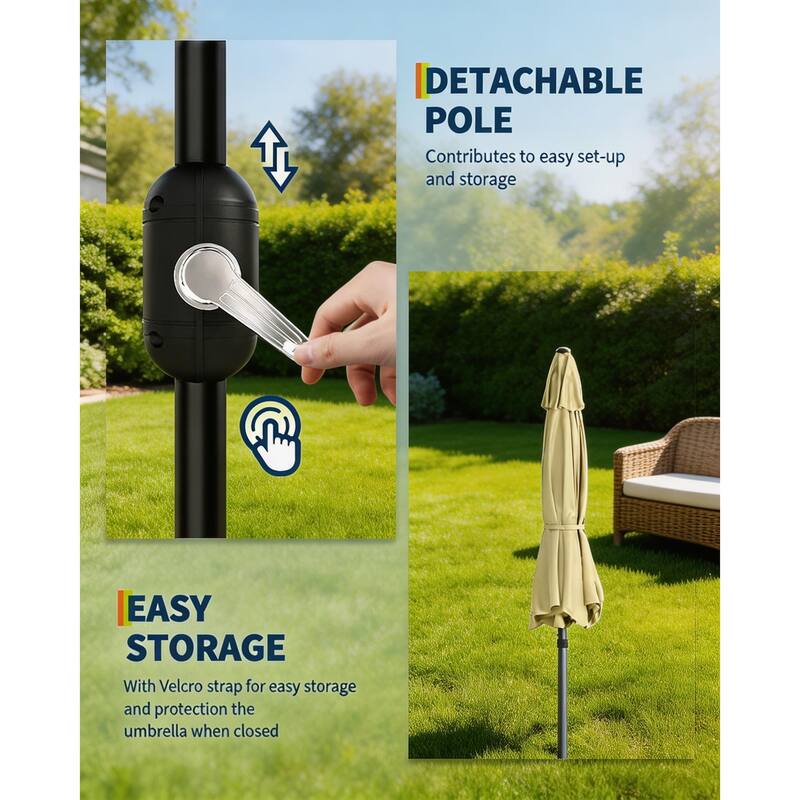 10ft Outdoor Patio Umbrella, with Crank Lift & Push Button Tilt, UV Protection Waterproof