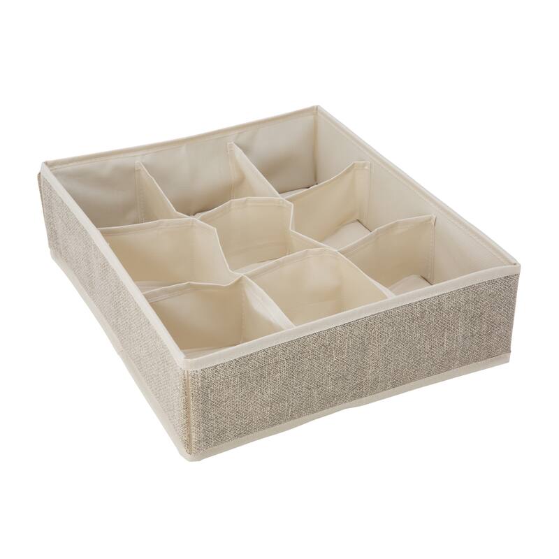 Simplify 9 Compartment Drawer Organizer in Faux Jute - 14"x 12"x 4"