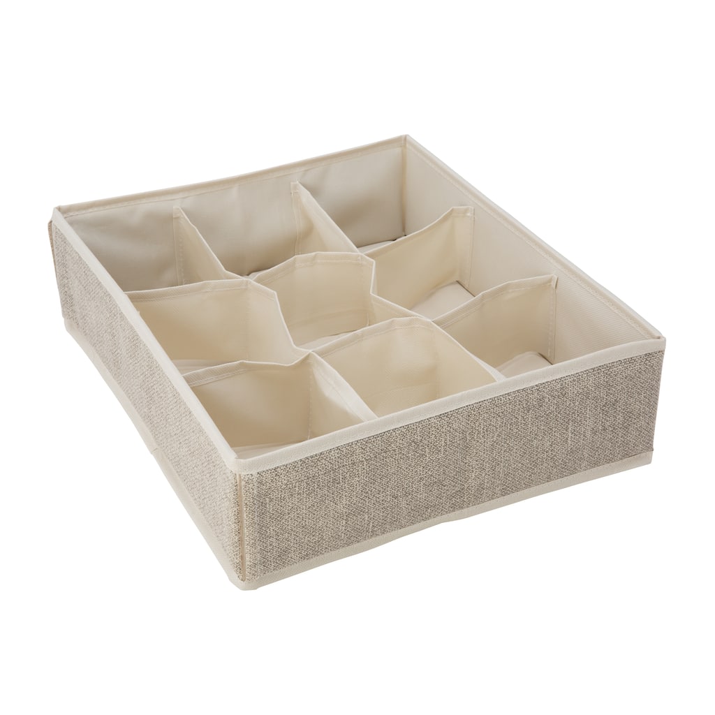 Simplify 9 Compartment Drawer Organizer in Faux Jute - 14"x 12"x 4"