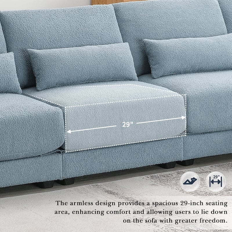120" Boucle L-Shaped Sectional Sofa with Chaise